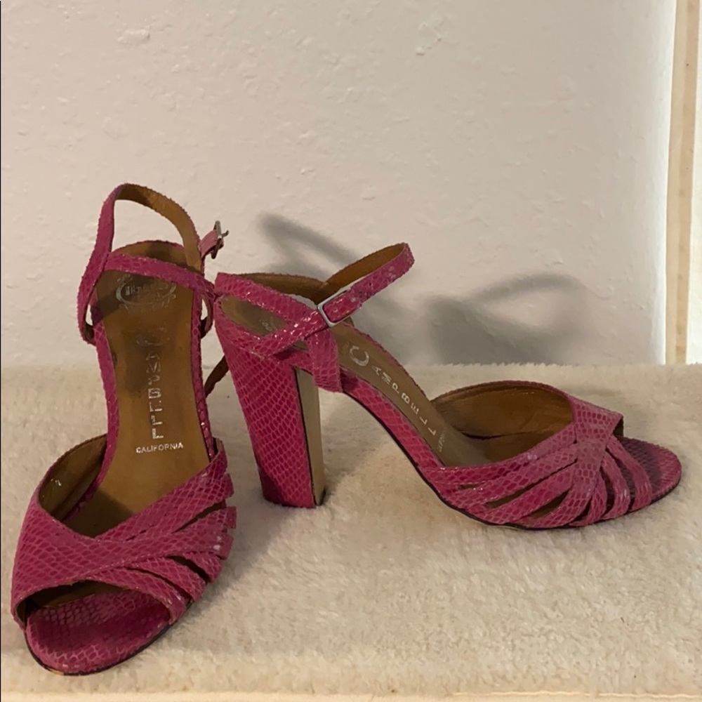 Jeffrey Campbell Pink Snakeskin Strappy Heels